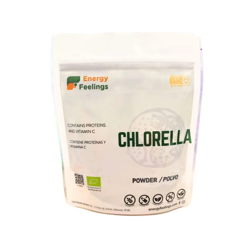 Alga chlorella en polvo ecológica, 60% proteína - Energy Feelings