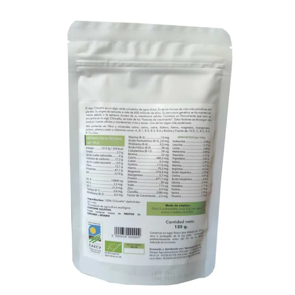 Alga chlorella en polvo ecológica, 60% proteína - Salud Viva