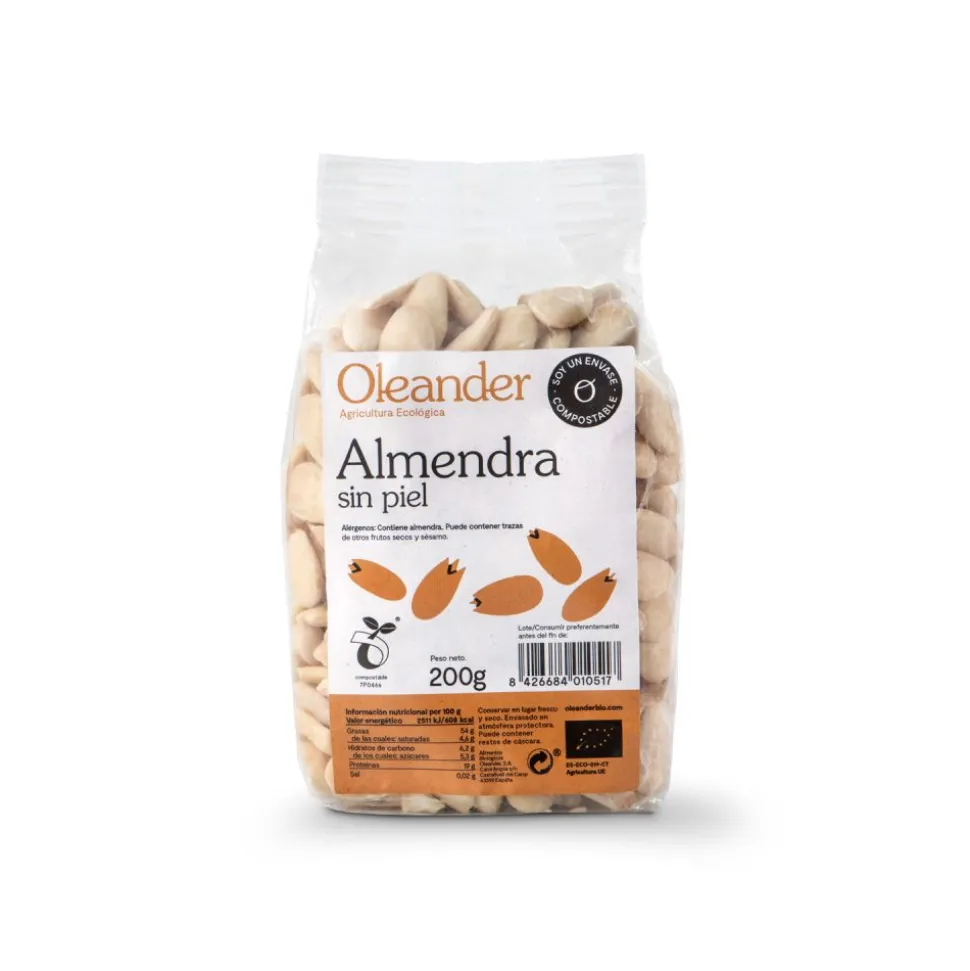 Almendras crudas sin piel ecológicas, 200 g - Oleander