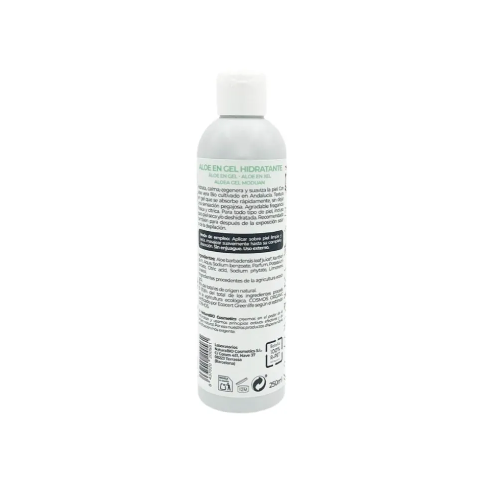 Aloe vera en gel, ecológico, 250 ml - NaturaBio Cosmetics