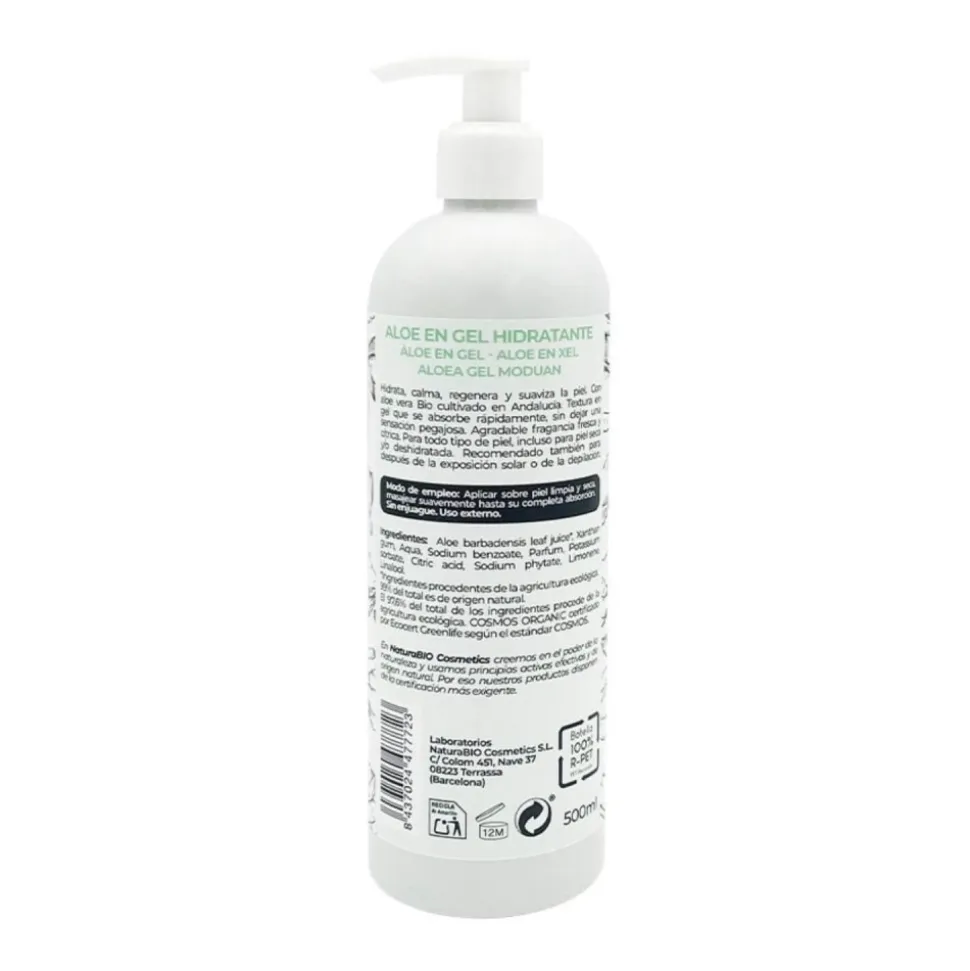 Aloe vera en gel, ecológico, 500 ml - NaturaBio Cosmetics
