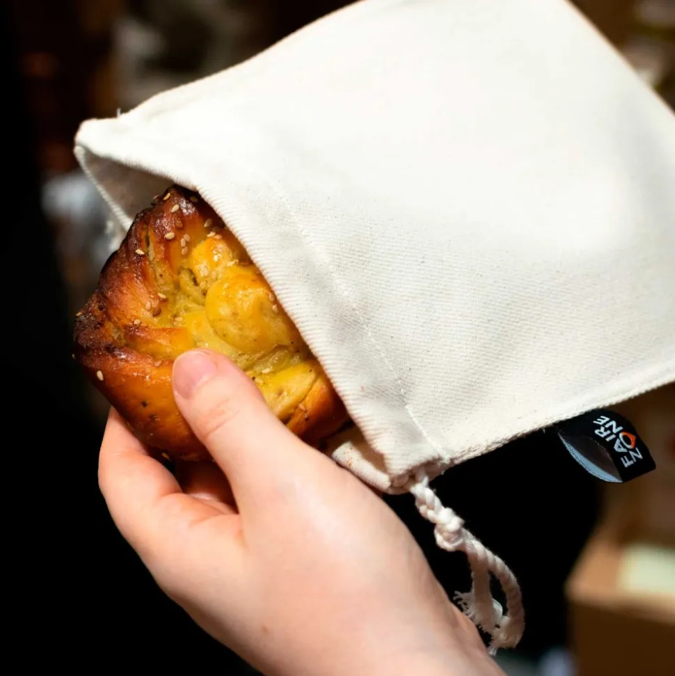 Bolsa impermeable porta alimentos de algodón orgánico y látex natural, mediana - Fair Squared
