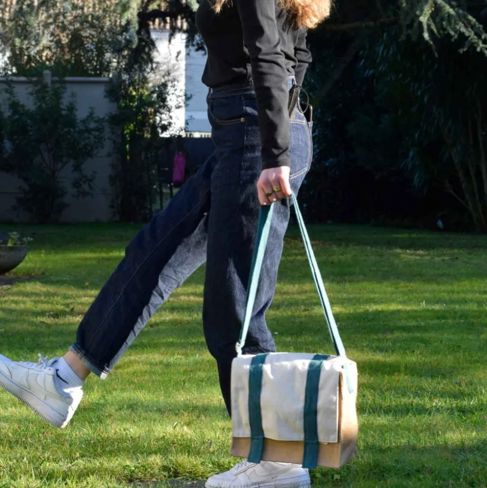 Bolsa porta alimentos de algodón orgánico y yute con mantel individual - Pebbly