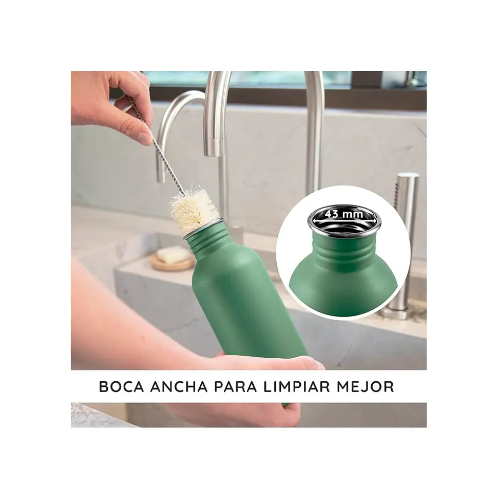 Botella de acero inoxidable, 500 ml, verde - Bambaw