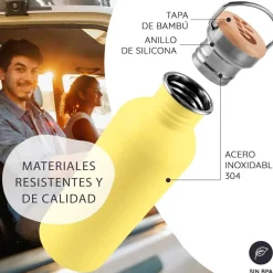 Botella de acero inoxidable, 500 ml, amarilla - Bambaw