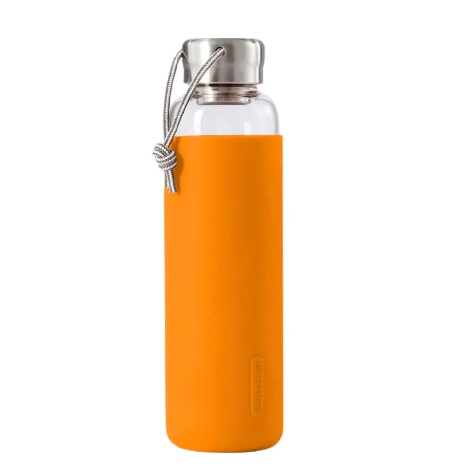 Botella de cristal hermética con tapón de acero inoxidable, 600 ml, naranja - Black & Blum