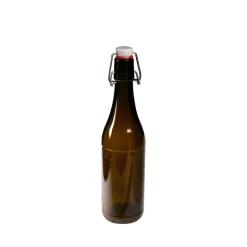 Botella de cristal ámbar hermética 500 ml, con tapón de porcelana - Ah table