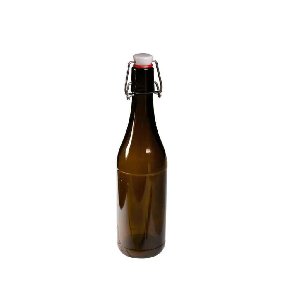 Botella de cristal ámbar hermética 500 ml, con tapón de porcelana - Ah table