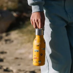 Botella térmica acero inoxidable para niños, playa, amarilla, 350 ml - Qwetch