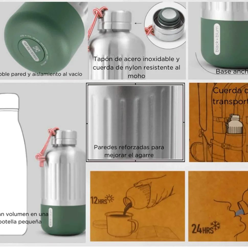 Botella térmica acero inoxidable Explorer 650 ml verde - Black & Blum