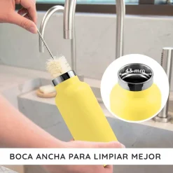 Botella térmica de acero inoxidable, 1000 ml, amarilla - Bambaw