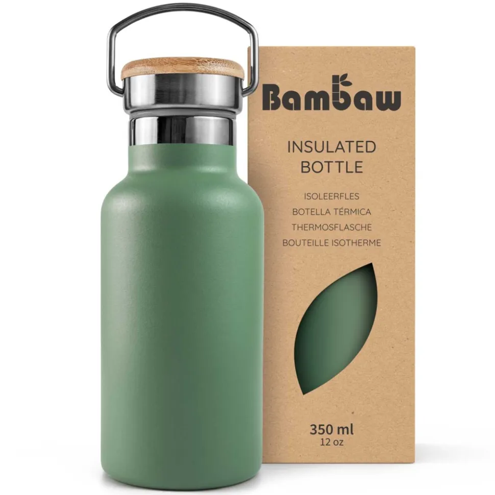 Botella térmica de acero inoxidable, 350 ml, verde - Bambaw