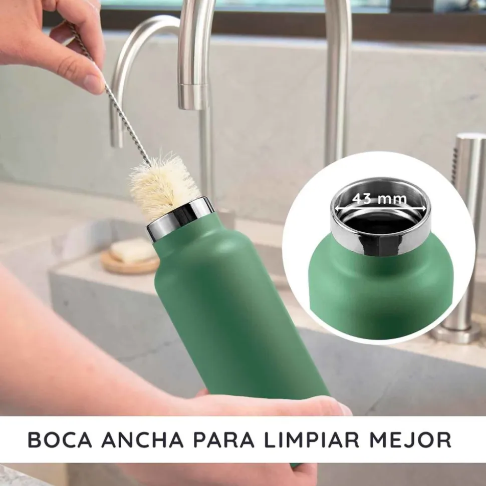 Botella térmica de acero inoxidable, 350 ml, verde - Bambaw