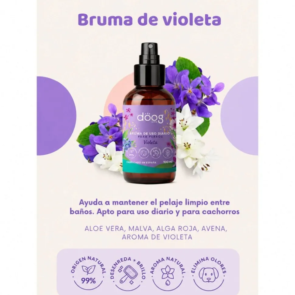 Bruma de uso diario Violeta ecológica para perros, 100 ml - The Doog Life