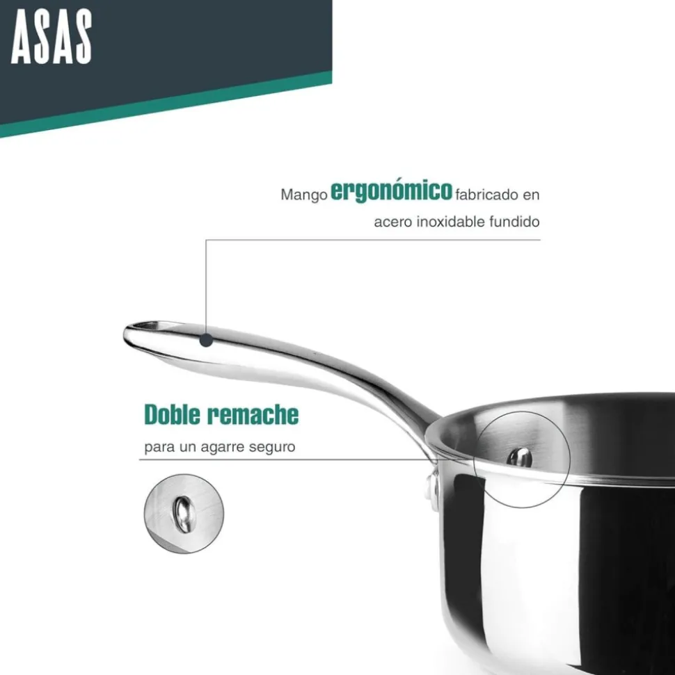 Cazo de acero inoxidable trichef, 14 cm - Lacor