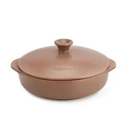 Cazuela de cerámica gres 32 cm con tapa, canela - Topgres