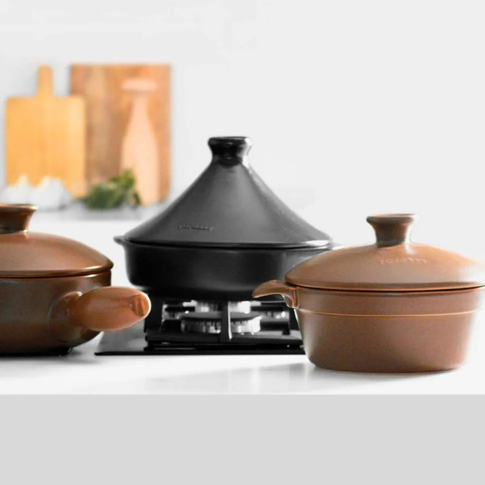 Cazuela de cerámica gres 29 cm con tapa, antracita - Topgres