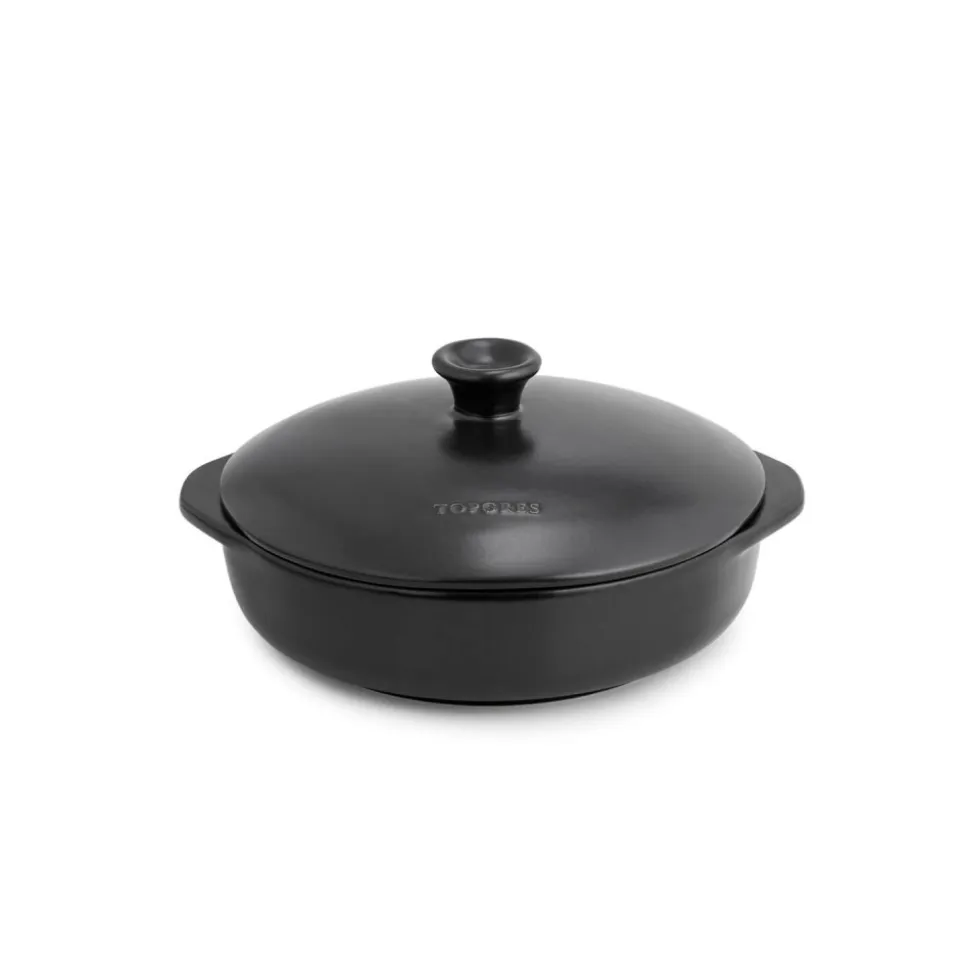 Cazuela de cerámica gres para inducción de 20 cm con tapa, antracita- Topgres