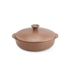 Cazuela de cerámica gres para inducción de 20 cm con tapa, canela - Topgres