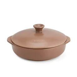 Cazuela de cerámica gres para inducción de 29 cm con tapa, canela - Topgres