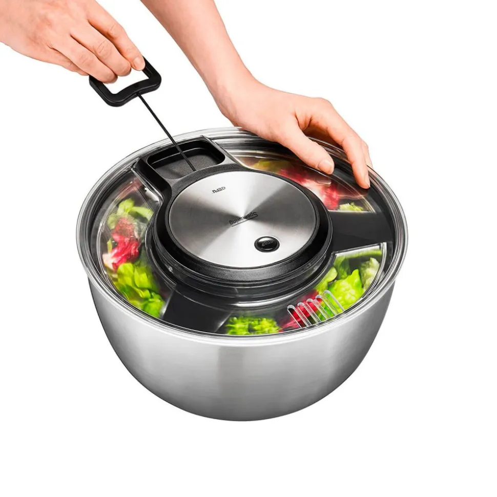 Centrifugador de lechuga de acero inoxidable, con cuerda