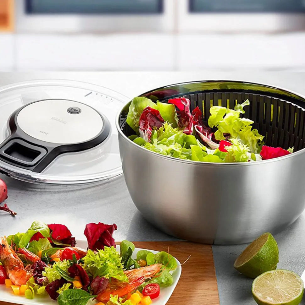 Centrifugador de lechuga de acero inoxidable, con cuerda