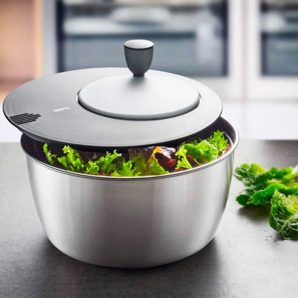 Centrifugador de lechuga de acero inoxidable, con manivela