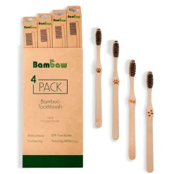Cepillo de dientes de bambú, cerdas duras y con carbón activo - Bambaw