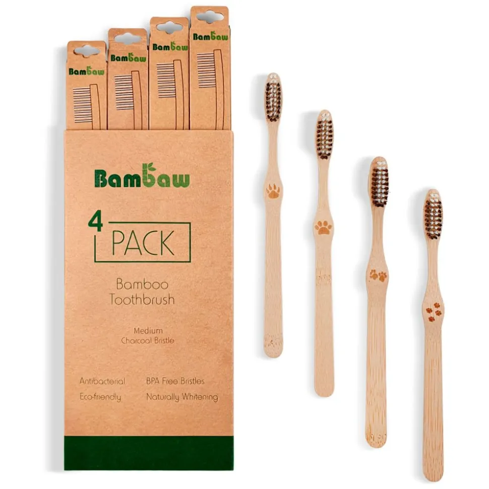 Cepillo de dientes de bambú, dureza media y con carbón activo - Bambaw