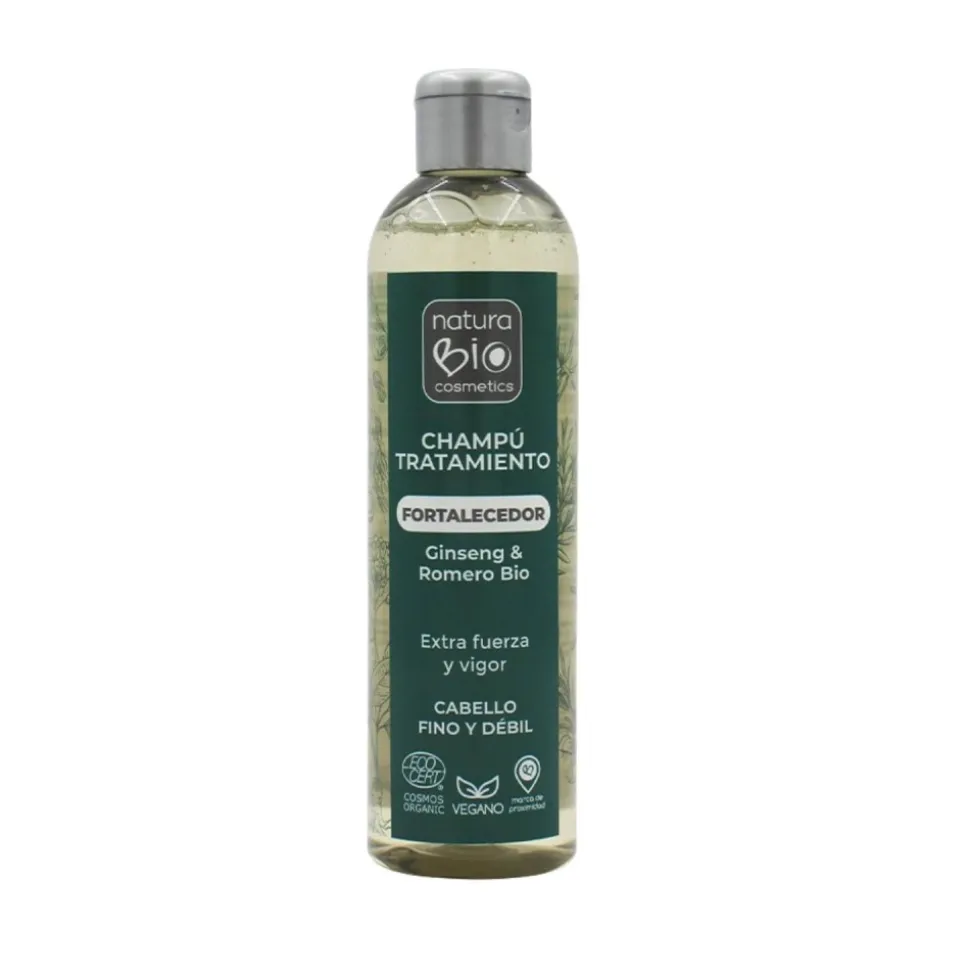 Champú ecológico fortalecedor con ginseng para cabello fino y débil - NaturaBio Cosmetics