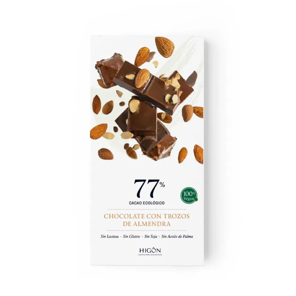 Chocolate ecológico con almendras 77% - Higón