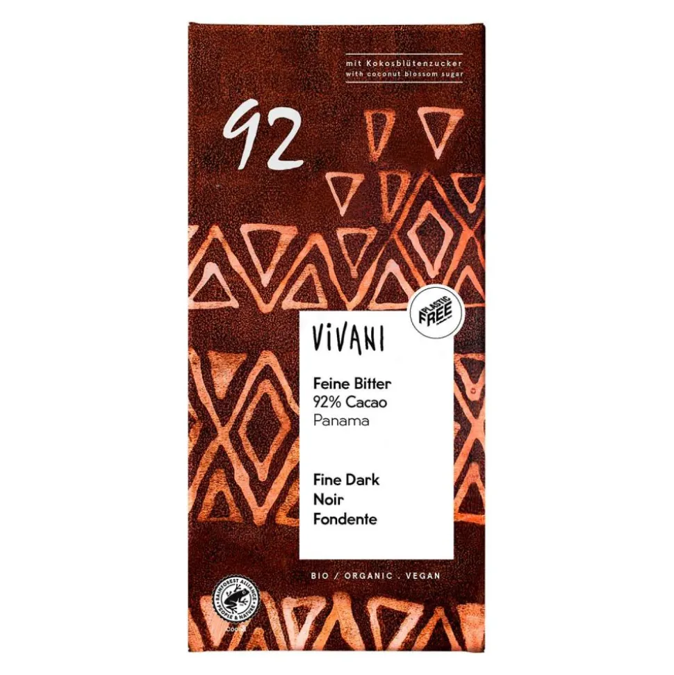 Chocolate ecológico 92 % con azúcar de coco - Vivani