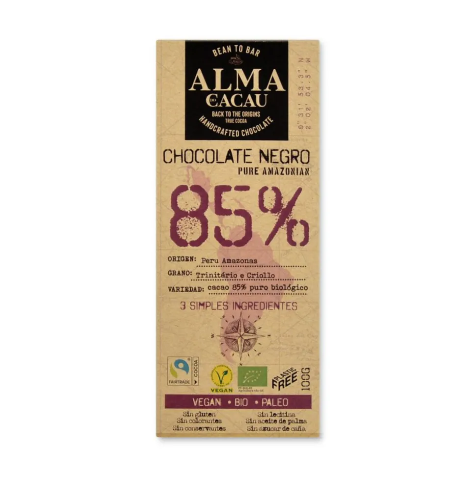 Chocolate ecológico 85% con azúcar de coco - Alma do Cacau