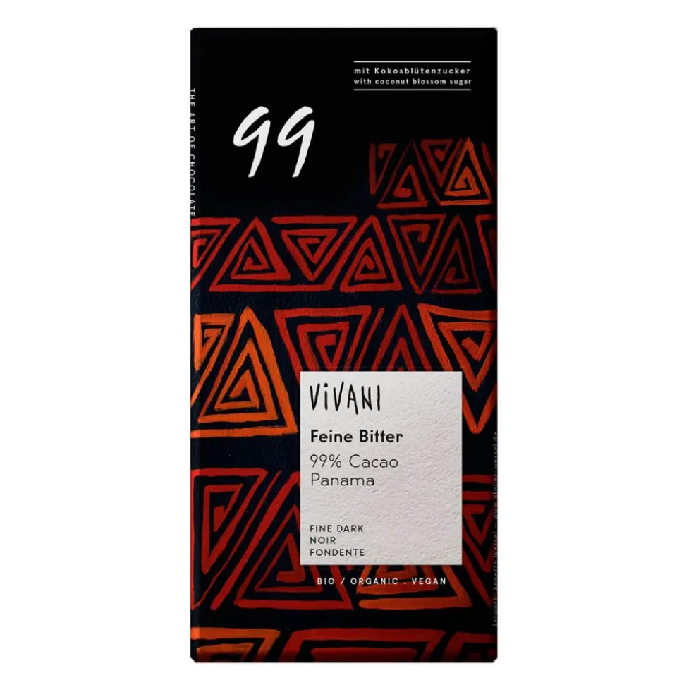 Chocolate ecológico 99% Panamá, con azúcar de coco - Vivani