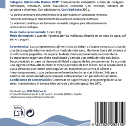 Colágeno hidrolizado marino Peptan con extractos de cúrcuma, 300 g - OFM