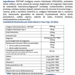 Colágeno hidrolizado marino Peptan con extractos de cúrcuma, 300 g - OFM