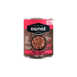 Comida húmeda para perros de buey y salmón, Wetline, 395 g - Ownat