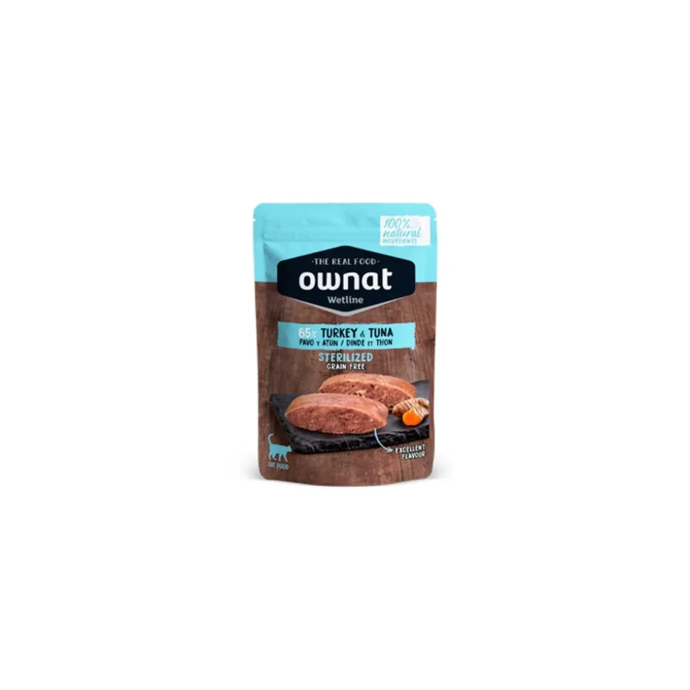 Comida para gatos de pavo y atún sin cereales, wetline, 85 g - Ownat
