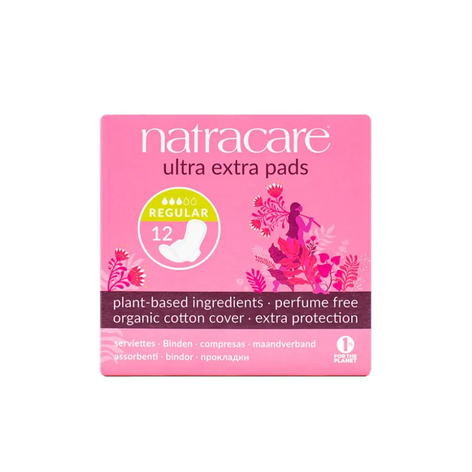 Compresas de algodón, ecológicas, con alas, ultra extra regular - Natracare
