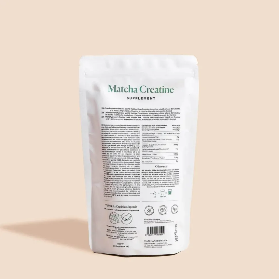 Creatina monohidrato con té Matcha, 330 g - Matcha & Co