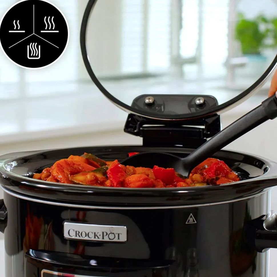 Crock Pot 4,7 litros, con temporizador y tapa abatible