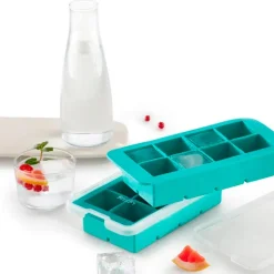 Cubitera de silicona platino con tapa , 8 cubitos - Lékué