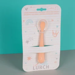 Cuchara para bebés de silicona platino, color naranja - Lurch