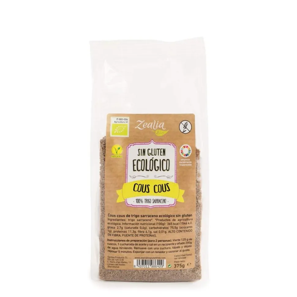 Cuscús de trigo sarraceno sin gluten ecológico, 375 g - Zealia
