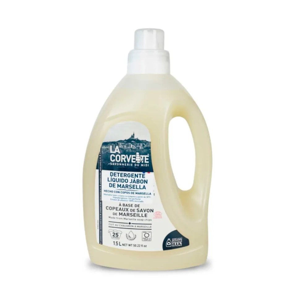 Detergente líquido ecológico de Jabón Marsella, 1,5 litros - La Corvette