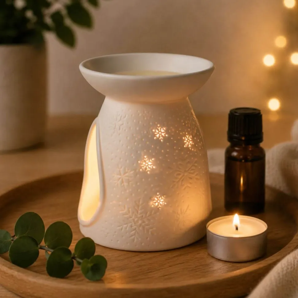 Difusor a vela de porcelana, nieve - Kerzenfarm