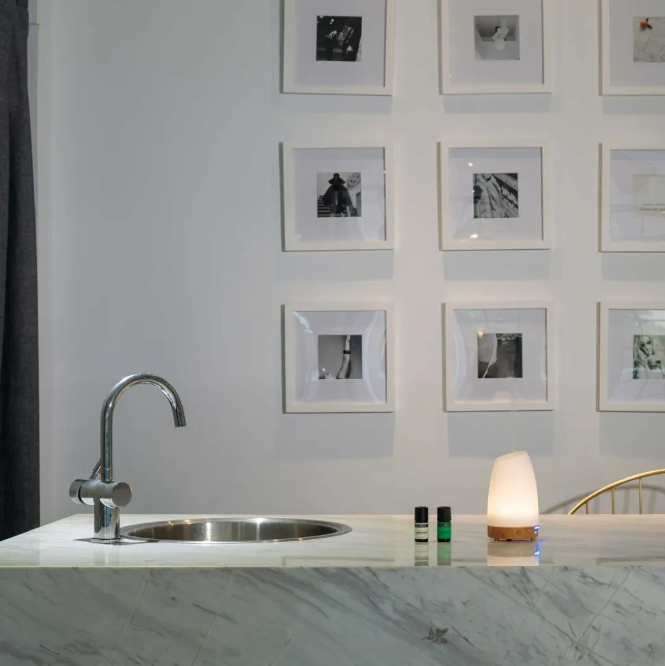 Difusor de cristal y madera ultrasónico "Astro blanco" - Serene House