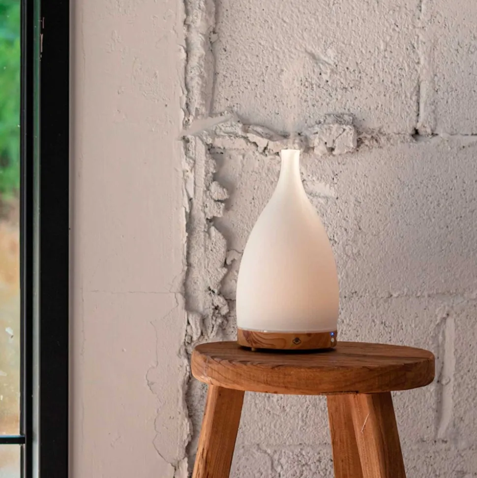 Difusor de cristal y madera ultrasónico "Corona blanco" - Serene House