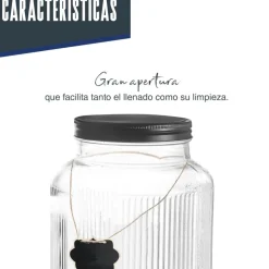 Dispensador de bebidas de cristal con grifo de acero inoxidable, 5,5l - Lacor