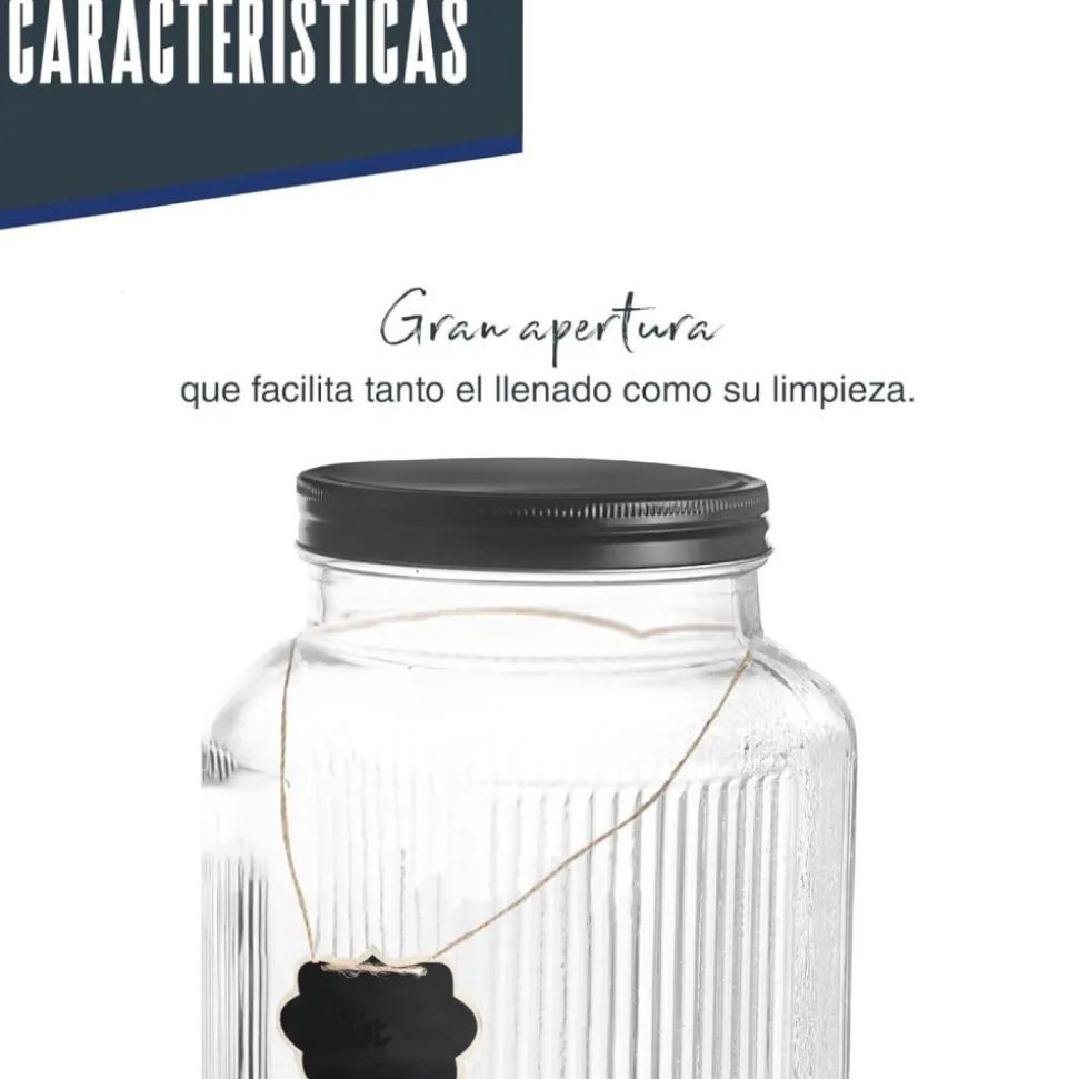 Dispensador de bebidas de cristal con grifo de acero inoxidable, 5,5l - Lacor
